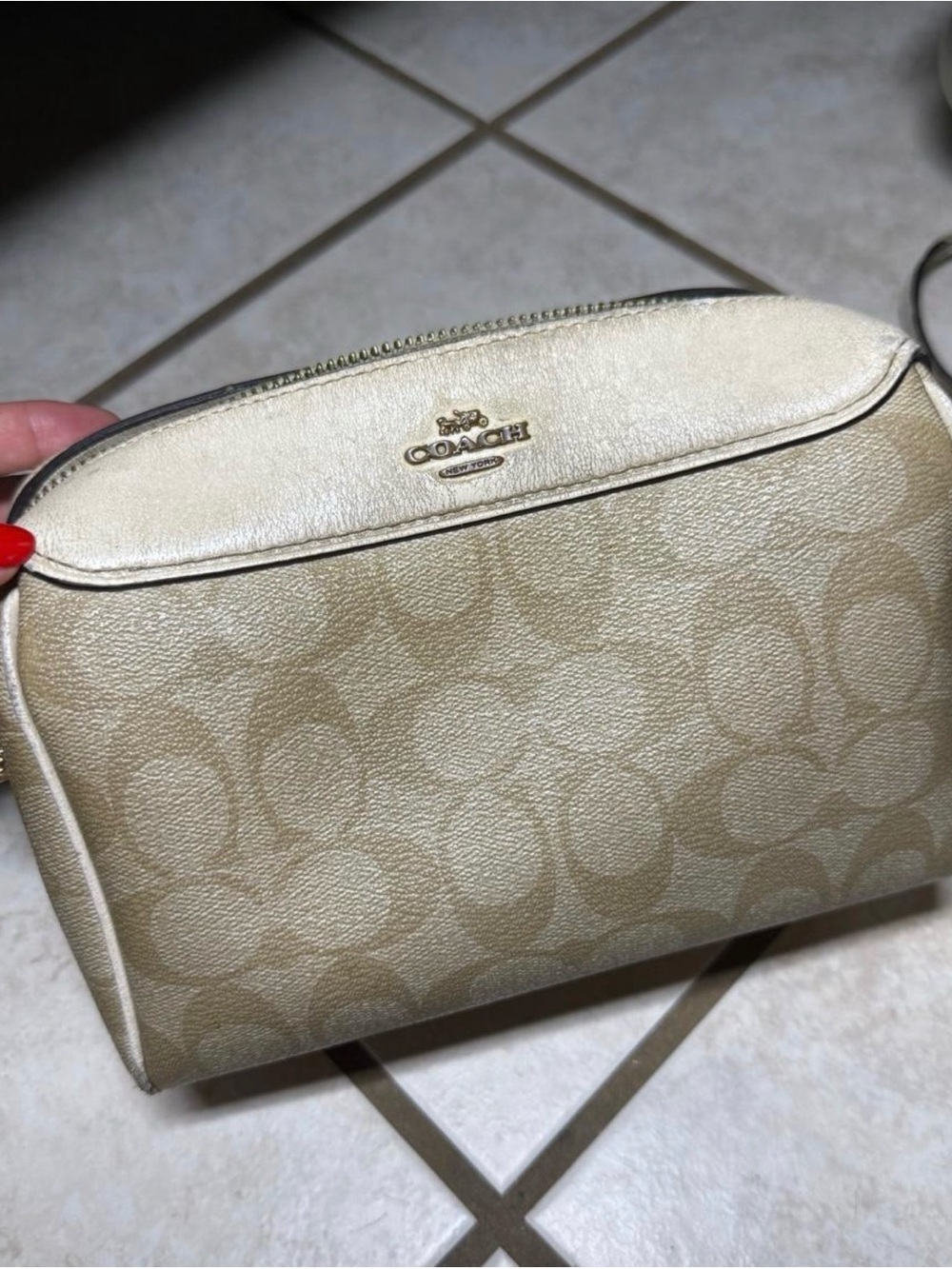 Coach Beige Signature Canvas Crossbody Bag